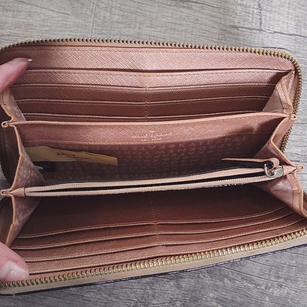 Kate Spade Newbury Lane Leather Zip around Wallet Rose Gold - Picture 3 of 9